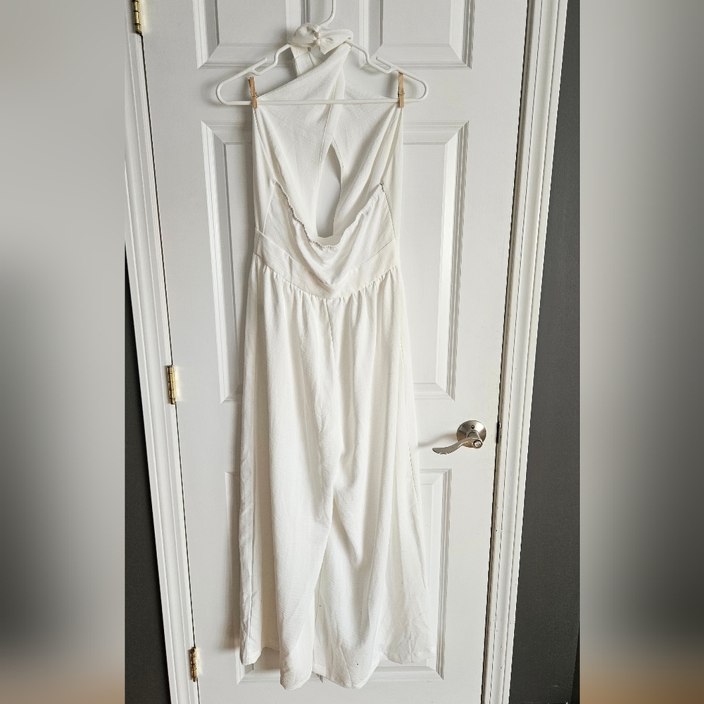 White Halter Jumpsuit - Picture 4 of 4